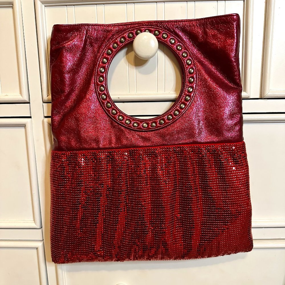 RARE Whiting & Davis Ruby Enameled Handbag
